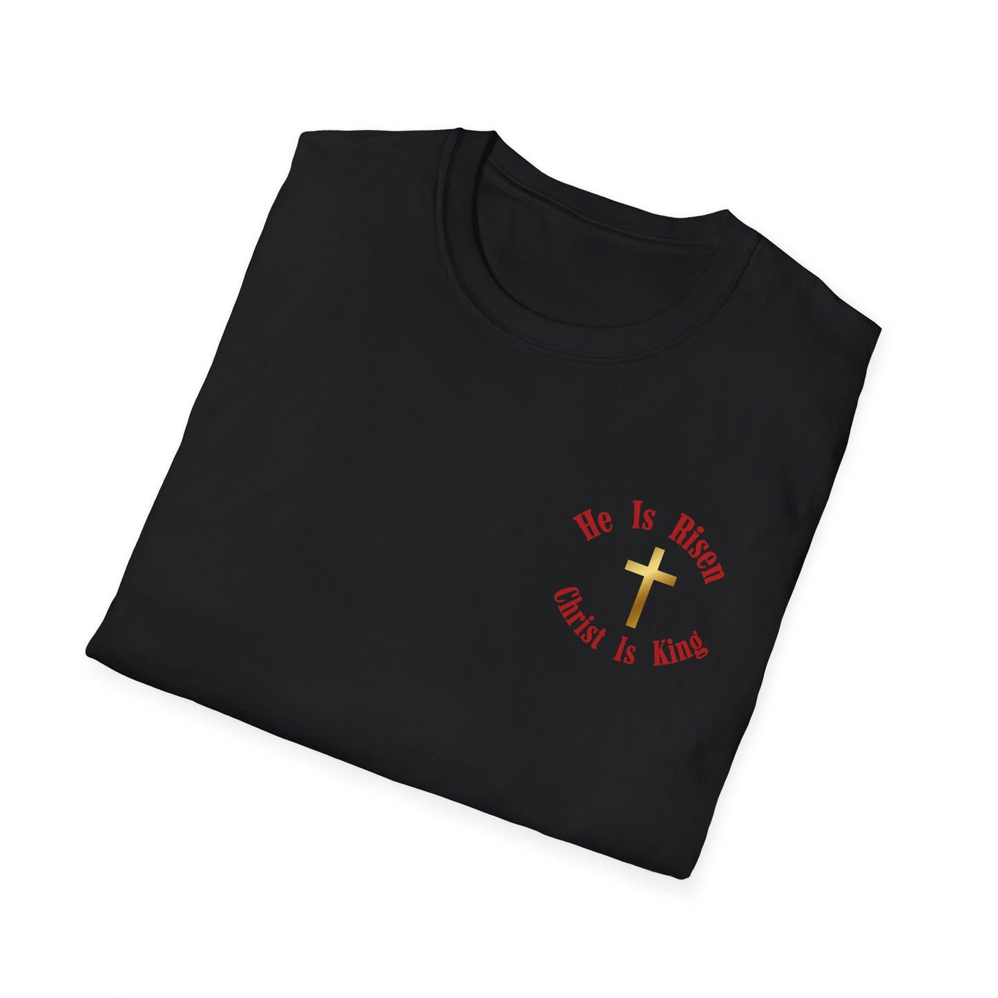 Christ Is King T‑Shirt — Faith Graphic Tee with Cross (Back Text)
