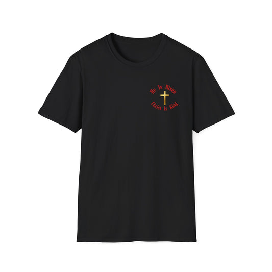 Christ Is King T‑Shirt — Faith Graphic Tee with Cross (Back Text)